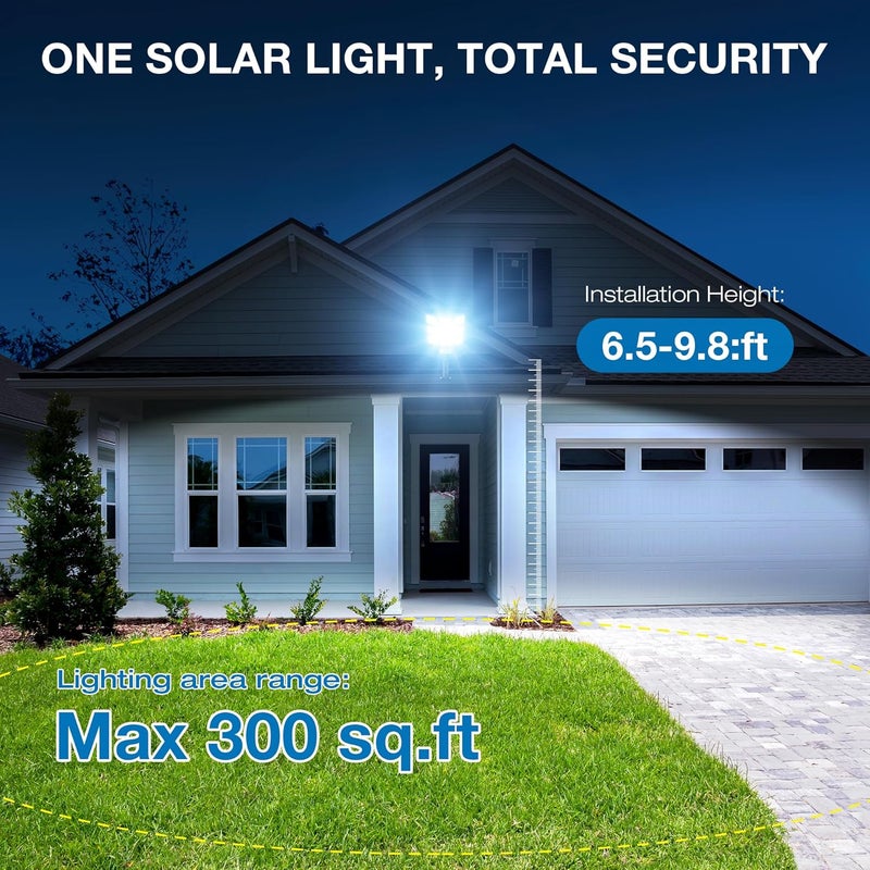 Vipzon Solar Lights Outdoor,IP66 Waterproof Solar Street Lights Outdoor,6500K LED Dusk to Dawn Security Flood light with Motion Sensor and Remote Control for Yard,Parking Lot, Courtyards,Garages 2-Pack - Image 2